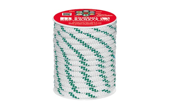 50769920  Cuerda Polipropileno  8 mm Blanca-Verde  25 Mts.